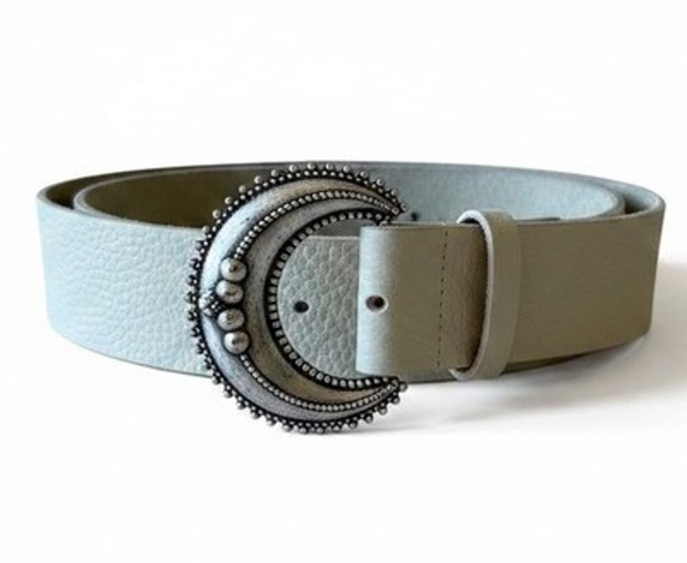VTG Leatherock MOONBEAM Belt Boho Western Ornate Crescent Moon Buckle Chunky Y2K